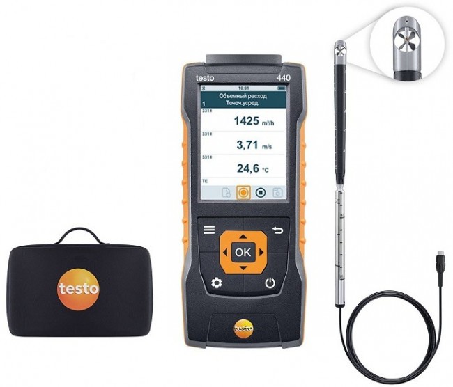 Комплект Testo 440 с крыльчаткой 16 мм и кейсом Комплект Testo 440 с крыльчаткой 16 мм и кейсом