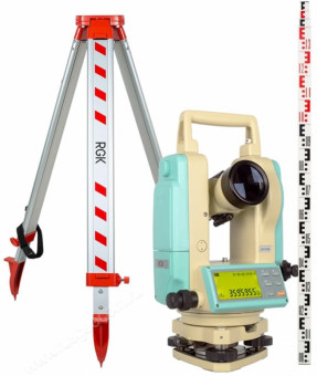 Комплект теодолит RGK T-05 (лазерный отвес) штатив рейка - 3 в 1