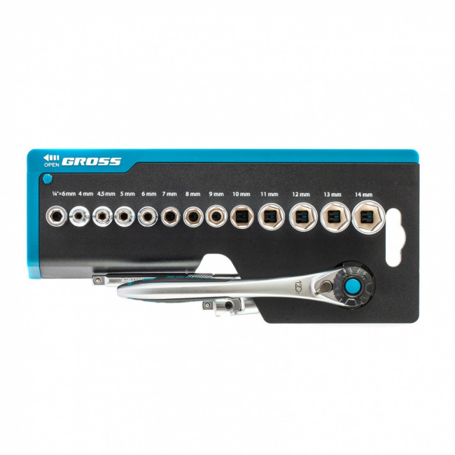 Набор торцевых головок 1/4", CrV 36 предметов Gross