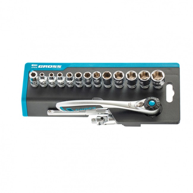 Набор торцевых головок 1/4", CrV 36 предметов Gross