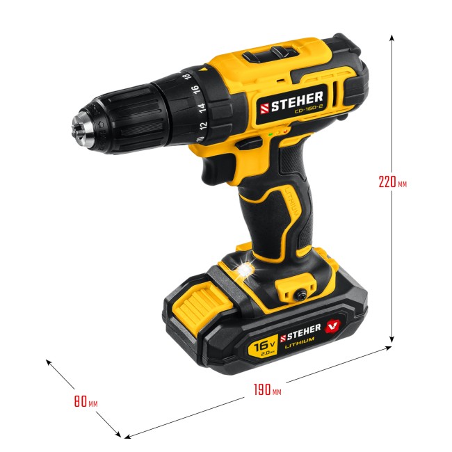 Дрель-шуруповерт CD-160-2 STEHER 2 АКБ