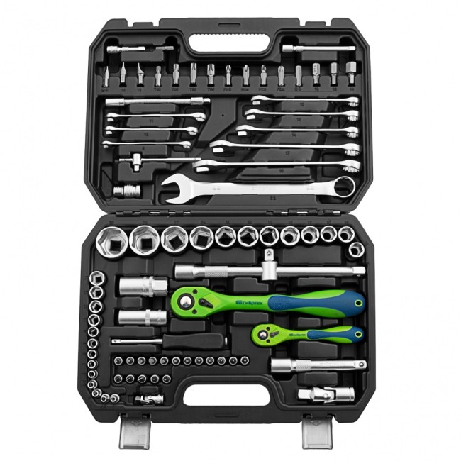 Набор инструментов 1/2", 1/4" CrV 82 предмета Сибртех