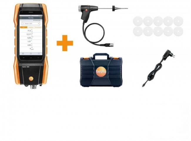 Комплект Testo 300 Longlife - анализатор дымовых газов (O2, СО с H2-компенсацией  до 8 000 ppm, NO)