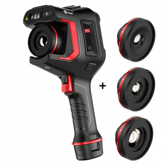 Тепловизор Guide H3 с поверкой в комплекте с широкоугольным 44° x 34°, высокотемпературным и телеобъективом 15° x 11°