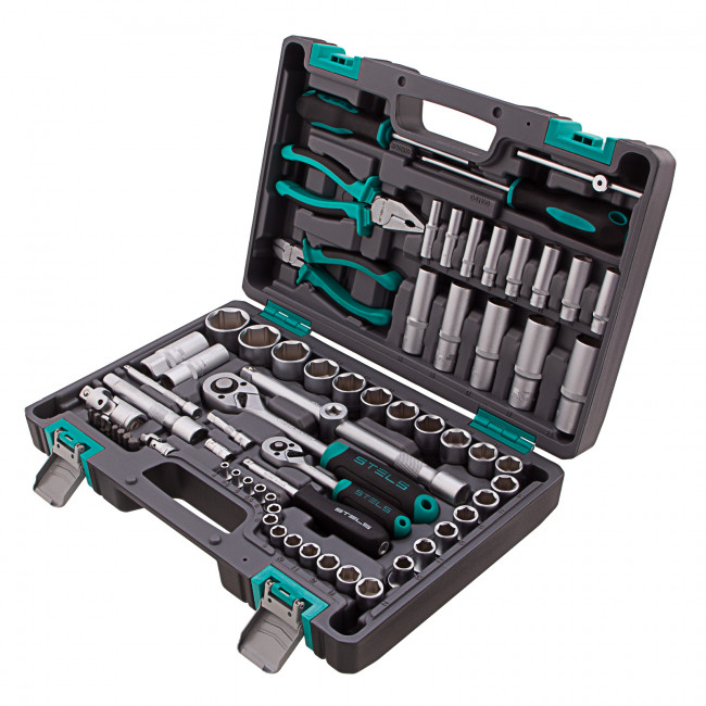Набор инструментов 1/2", 1/4" CrV 69 предметов Stels Набор инструментов 1/2", 1/4" CrV 69 предметов Stels