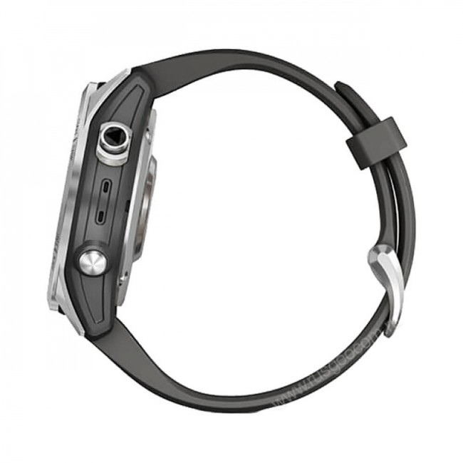 Часы Garmin Fenix 7S серебристый с графитовым силиконовым ремешком