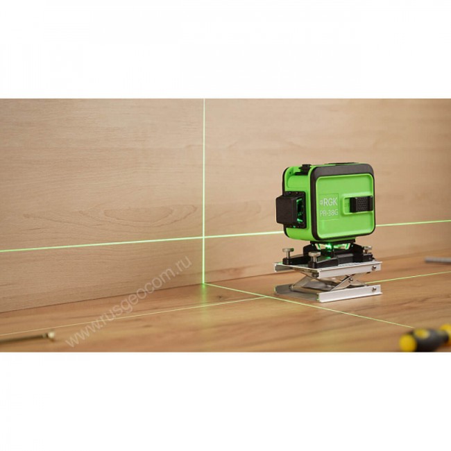 Комплект: лазерный уровень RGK PR-38G + штатив RGK F170, приемник RGK LD-9, рейка RGK LR-2