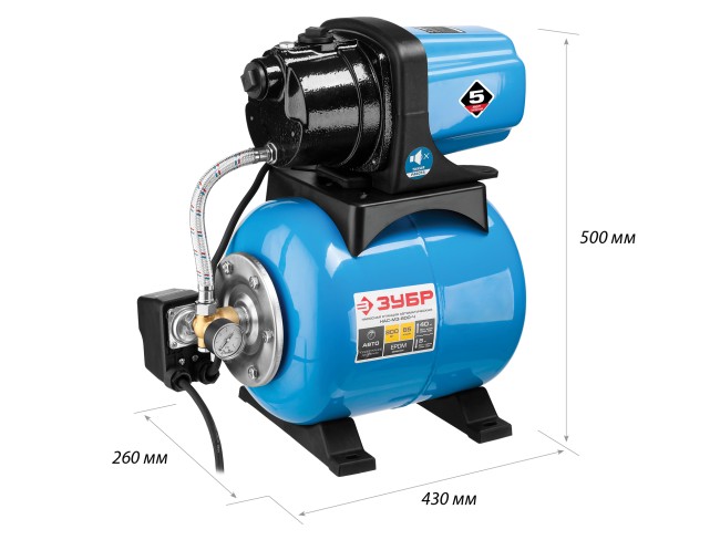 Автоматическая насосная станция НАС-М3-800-Ч ЗУБР 800 Вт, бак 20 л, чугунный корпус Автоматическая насосная станция НАС-М3-800-Ч ЗУБР 800 Вт, бак 20 л, чугунный корпус