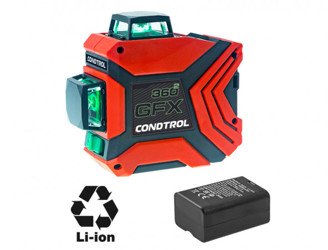 Лазерный уровень Condtrol GFX360-2 с зеленым лучом Лазерный уровень Condtrol GFX360-2 с зеленым лучом