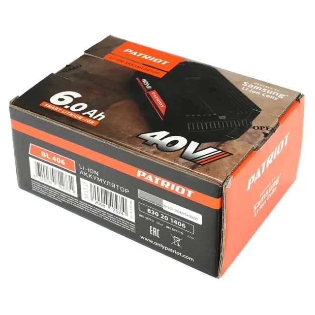 Батарея аккумуляторная Patriot BL 406 (40 В, 6 А*ч) Батарея аккумуляторная Patriot BL 406 (40 В, 6 А*ч)