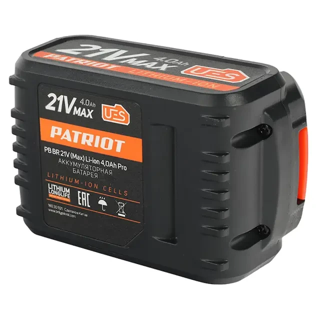 Батарея аккумуляторная Patriot BR 21 V Max Pro UES (21 В, 4 А*ч, Li-ion) Батарея аккумуляторная Patriot BR 21 V Max Pro UES (21 В, 4 А*ч, Li-ion)