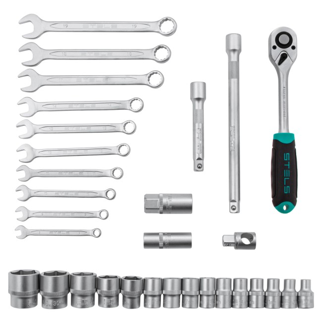 Набор инструментов, 1/2", CrV 31 предмет Stels Набор инструментов, 1/2", CrV 31 предмет Stels