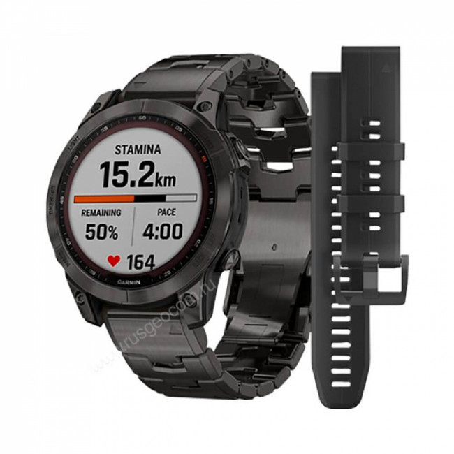 Часы Garmin Fenix 7 Sapphire Solar титановый угольно-серый DLC с угольно-серым титановым DLC браслетом Часы Garmin Fenix 7 Sapphire Solar титановый угольно-серый DLC с угольно-серым титановым DLC браслетом