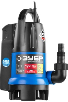Дренажный насос для грязной воды Профессионал НПГ-Т7-400 ЗУБР АкваСенсор 400 Вт Дренажный насос для грязной воды Профессионал НПГ-Т7-400 ЗУБР АкваСенсор 400 Вт